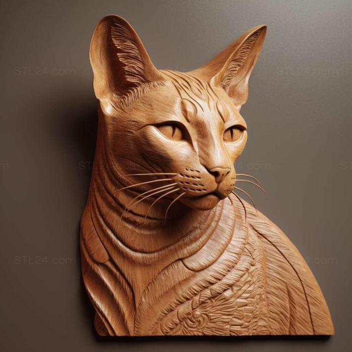 Nature and animals (Abyssinian cat 4, NATURE_2192) 3D models for cnc